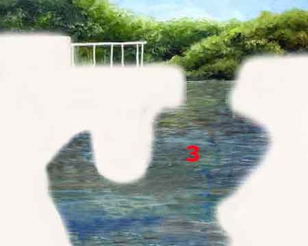 The water is ready for the items around it in the next step. Paint the water before the surrounding items.