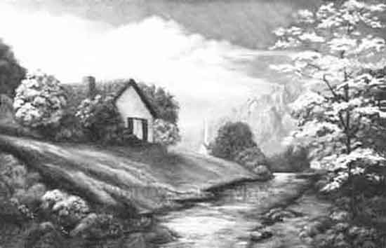 Values get lighter in the distance. Aerial perspective makes lighter values in paintings.