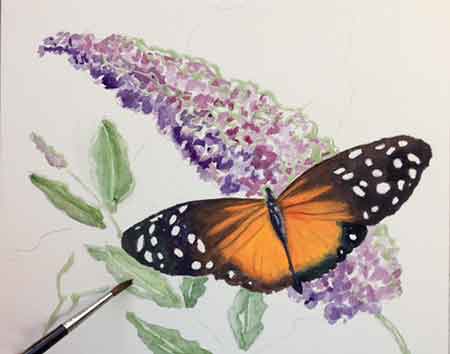 Paint the Butterfly Bush leaves.