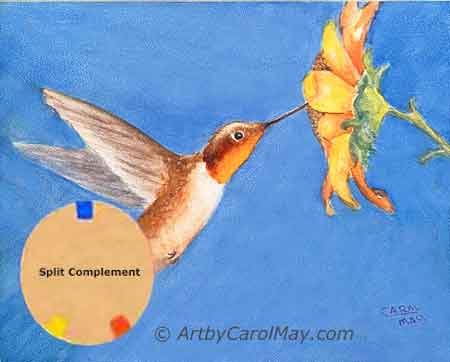 The color scheme used for the hummingbird painting.