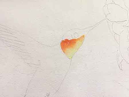 Start painting the hummingbirds throat.