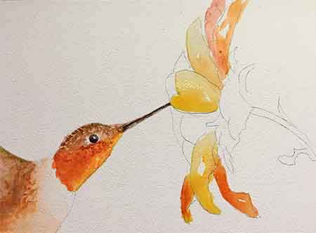 Start painting the daisy flower.