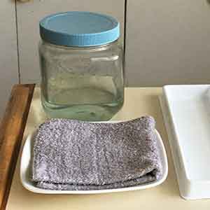 Keep a water container close by. You need clean water for painting watercolors.