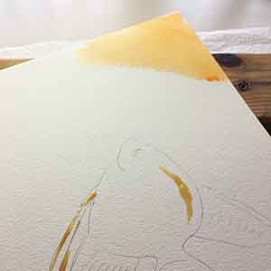 The light in this painting is coming from the upper left. Start painting the background in the upper left corner.