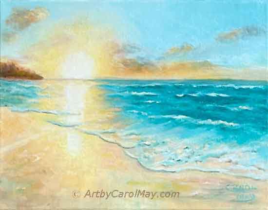 Learn how to paint a beach scene step by step.